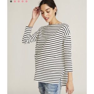Hatch Bateau 3/4 Sleeve Striped Pocket Top Size 1